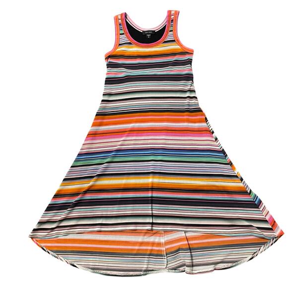 Karen Kane Women's Multi Striped Hi Low Hem Stretch Mesh Dress Size M - Picture 7 of 16